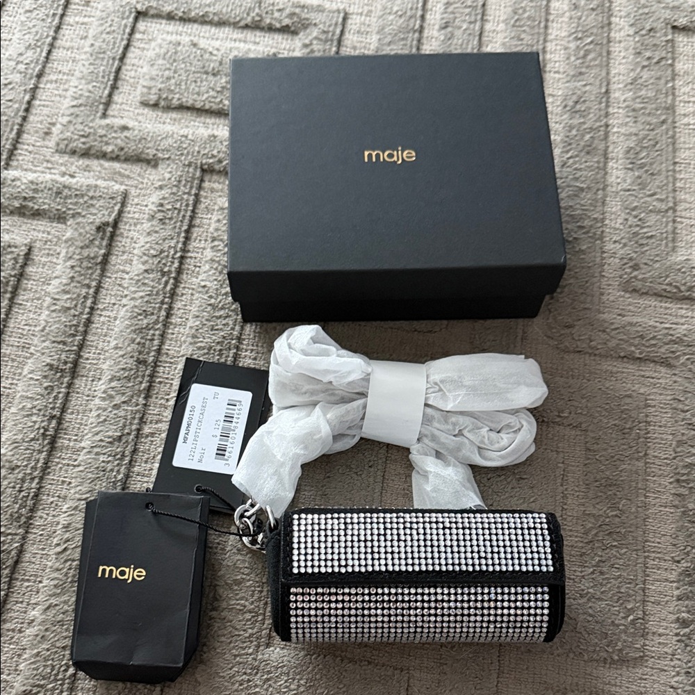 BNNW Maje Black and Rhinestones Lipstick Case.